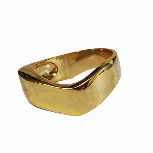 Gold Wave Band Cocktail Ring Size 9 modern - Picture 6 of 6